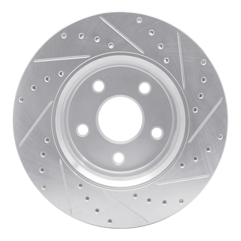 Dodge Durango Brake Rotor (1) - Front Left - R1 Concepts - Drilled & Slotted - Silver - `11-`22